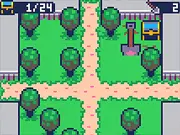 Screenshot of the Fire and Atlas 2D pixel art puzzle game showing a treasure map with an X and a player character next to an object