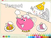 Play Teapot Coloring free online game, adding colors to the cute teapot illustration on PlayArcadeHub.