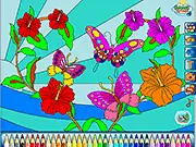 Play Tropical Butterflies Coloring free online game, coloring the flitting butterflies and tropical fish tank on PlayArcadeHub.
