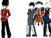 England's Dress Up game screenshot showing a boy character dressed in a stylish English outfit against a background with iconic British landmarks