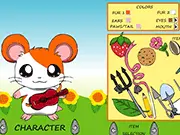 Free online character maker game Hamtaro Dress Up Online, showing the adorable hamster character Hamtaro with his friends in customizable outfits and accessories.