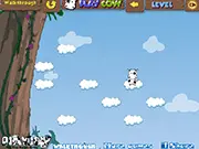 Cow Jump game screenshot showing a cartoon cow on a field of white clouds, Free Online Strategy and Logic Puzzle Game