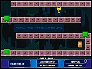 Gameplay screenshot of the puzzle game Mr. Strange and the Core showing the character on a platform with dangerous blocks, about to shift gravity to escape.