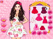 Princess Valentine's Date game screen showing a beautiful princess wearing a romantic red and pink outfit, ready for her hot date.