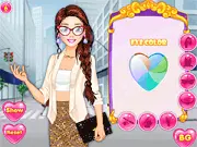 Screenshot of Princess College Diva dress up game, showing a fashionable princess choosing outfits for her first day of college