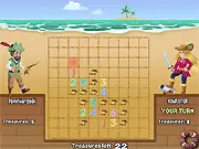 Treasure Dig free online puzzle game, competitive Minesweeper style game finding buried treasure against a pirate on PlayArcadeHub