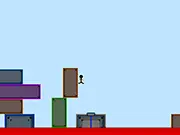 Gameplay screen of Crate Climber, showing the character frantically climbing a stack of wooden crates while a wall of deadly red lava rises quickly from the bottom of the screen.
