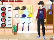Wardrobe at Home Dress-Up Online game, boy trying on new stylish outfits, free male fashion game on PlayArcadeHub