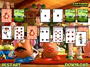 Toy Story Solitaire free online card game, Woody and Buzz in a classic Klondike Solitaire game on PlayArcadeHub