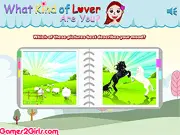 Screenshot of the What Kind of Lover Are You Quiz game showing two contrasting pictures used to determine the player's romantic mood of the day.