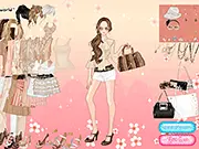 Nude Colors Dress Up game screenshot showing a young woman wearing a chic and elegant outfit composed entirely of different shades of nude and beige clothing
