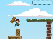 Malle and Lenny Tentacle Spectacle game screenshot showing Lenny navigating platforms and using his hammer