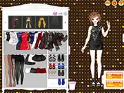 Poison Dress Up game screenshot showing a female character with a stylish hairstyle wearing a glamorous, sexy high-fashion outfit