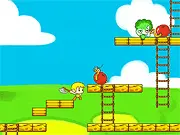 Kid Adventure game screenshot, young hero fighting a cartoon monster, play free online action platformer