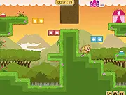 Screenshot from Kitty Kingdom 2 online game showing a cartoon sorceress looking distraught while a tiny kitten peeks out from behind a bush.