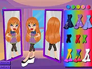 Jasmin Mirror Dress-Up free online game screen showing the stylish lady looking at her outfit in a mirror