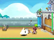 Play Rise of the Defenders free online, god dropping rocks on barbarians to defend a castle in a unique tower defense game
