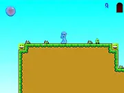 Screenshot of Sapphire Slime platformer game showing the blue slime character on a pixel art platform with a ghost enemy