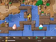 Screenshot of the free online game Epic Battle Fantasy 5 showing a turn-based battle with colorful anime characters and a giant enemy