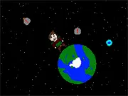 The character 'Unusable Man' jumping to collect a glowing orb while avoiding a series of explosive bombs in the free online game
