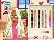 Pink Mood free online dress up game featuring a girl named Emily wearing a pink heart sweater and makeup