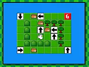 Chicky and the Cats Dorobou Neko free online puzzle game, drag and drop arrow movement game, chicky collecting packages, PlayArcadeHub