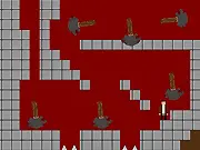 Screenshot of the Tomb Plunderer online game showing a small adventurer character attempting to jump over a row of sharp spikes inside a booby-trapped stone tomb.
