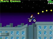 Super Ben 10 Motobike free online physics game, Ben 10 riding a dirt bike and collecting coins after a jump on PlayArcadeHub