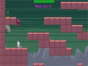 The Flower LD34 free online game screenshot showing a character with a cup of water navigating a platformer level to water a wilting plant