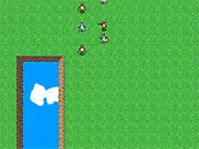The Commander online game screenshot showing colorful furry creatures placed strategically on a map grid for a free strategy game on PlayArcadeHub