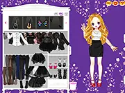 Screenshot of Black Lace Style dress up game, showing a girl model wearing a black lace dress and elegant accessories.