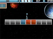 Gameplay screenshot of Square Shifter showing a blue square moving across a grid of orange and blue blocks with enemy squares nearby