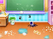 Teacher Classroom Care game screenshot showing classroom cleaning and childcare activities