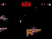 Screenshot of Tobe's Great Escape game, showing the main character Tobe wall-jumping in a crumbling 8-bit style cave environment while collecting treasure.