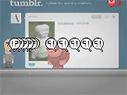 Screenshot of the Evolution: NO! game interface, showing a colorful, animated message board with text bubbles and buttons for selecting different debate arguments.