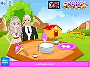 Play Elsa Princess Wedding Cake free online game, Queen Elsa decorating a grand tiered wedding cake