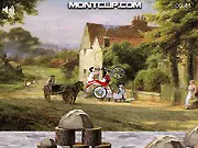 Farm Bike Village free trial racing game online, jumping logs and hills on a motorcycle, dirt bike challenge on PlayArcadeHub