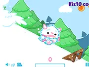 Arctic Avalancher free online escape game, little monster running from avalanche, jumping obstacles and collecting gold on PlayArcadeHub