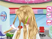 Three Kinds of Spring Hairstyle game screenshot, showing a girl model with elegant braided hair and styling tools