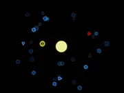 Play Music Flair free online game, showing colorful shapes floating across a screen with a cursor catching them.