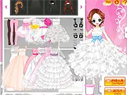 Little Bride Wedding Dress-Up game online, showing a character wearing an elegant white gown surrounded by spring wedding flowers