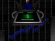 A fast-paced view of the Infinite Chamber game showing the player dodging randomly placed obstacles on a bridge