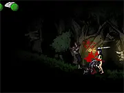 Dark fantasy RPG game Amea showing the main character fighting a monster with a sword and managing their game inventory