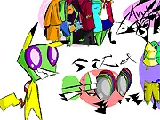 A custom-designed green-skinned Irken alien character sprite created using the 'Create Ur Irken' online game