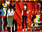 A smiling girl wearing a colorful, creatively mixed and matched outfit in the Creative Gal Dress Up free online game.