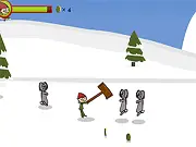 Easter Extinction game screenshot, free online shooting game, Christmas elves go on a killing spree, chaotic holiday game PlayArcadeHub