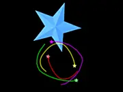 Star Trails game screenshot showing a large blue star navigating around smaller moving stars and their trails