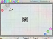 Screenshot of POPA 360 puzzle shooter game showing a rocket blast clearing blocks on a geometrically challenging level