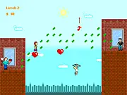 Gold Digger CyborgBuffalo platformer game character Gigi avoiding piles of money and hearts