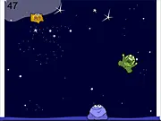 Bouncy n' Bob game screenshot showing the round character Bob bouncing off a small platform with spikes on the ground below